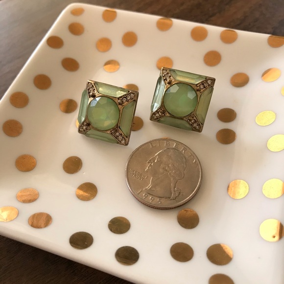 Vintage Turquoise Gem Stud Earrings - Picture 3 of 4